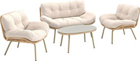 Outsunny Set mobilier grădină 4 piese Set lounge din polyrattan cu canapea 2 locuri 2 fotolii masă Șezut adânc Perne groase | Aosom Romania