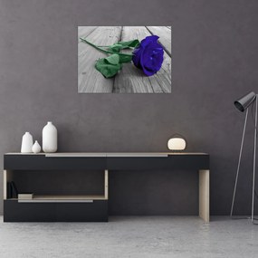 Tablou - Trandafir albastru cu tulpina verde (70x50 cm)