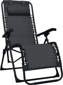 vidaXL Scaun șezlong pliabil, negru, textilenă