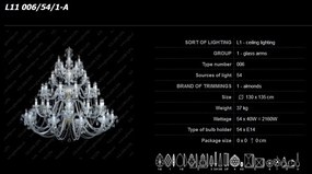 Lustra cu 54 brate cristal Bohemia L11 006/54/1-A