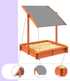 Spielwerk Cutie de nisip cu acoperiș Sami, din lemn de brad, 120x120x120cm