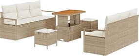 vidaXL Set de canapele pentru grădină 9 pcs Bej Rattan poli
