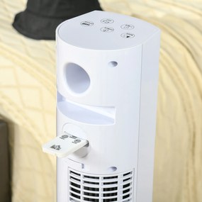 HOMCOM Ventilator Turn cu 3 Moduri și 3 Viteze cu Cronometru 12h, Ventilator de Podea cu Telecomandă, 31,5x31,5x96 cm, Alb | Aosom Romania