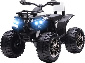 HOMCOM Quad Electric pentru Copii 3-5 Ani 12V, 3-8km/h Mini Quad pentru Copii cu 2 Motoare, Muzică, MP3, Conector USB, Card TF, Faruri și Pedală, Alb | Aosom Romania