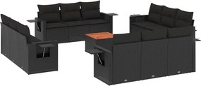 vidaXL Set mobilier de grădină cu perne, 13 piese, negru, poliratan