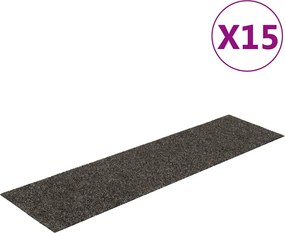 vidaXL Covorașe autoadezive pentru scări, 15 buc., 76x20 cm, antracit, dreptunghiulare