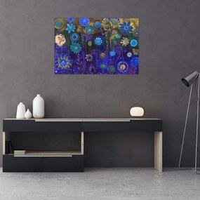 Tablou - Flori albastru închis (90x60 cm)