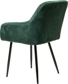 Fotoliu de sufragerie MARLEN VELVET verde inchis cu picioare negre