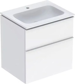 Set dulap baza suspendat Geberit iCon alb lucios 2 sertare maner alb si lavoar 60 cm