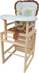 Scaun de masa pentru copii si bebe transformabil in masuta NOVOKIDS™ Wooden Table Chair, Din lemn masiv, Centura de siguranta, Sezut comfortabil