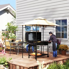 Outsunny Grillpavillon cu LED 240 x 150 x 258 cm rezistent la apă, ignifug, Pavilion de grădină cu acoperiș dublu | Aosom Romania