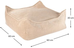 Fotoliu puf pentru copii maro deschis cu tapițerie din catifea reiată Square – Wigiwama