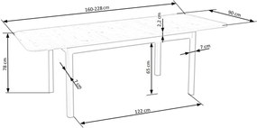 Masa extensibila Florian L160-228 cm stejar artizan/negru