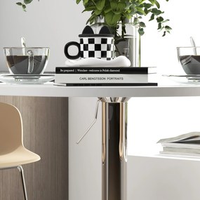 HOMCOM Masă de bar rotundă masă înaltă pentru bucătărie reglabilă în înălțime 69-91 cm blat pivotant la 360° alb și argintiu | Aosom Romania