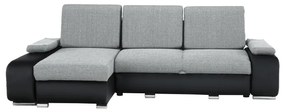 Colţar, piele ecologică negru/material textil gri, model stânga, LATE