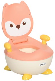 ZONEKIZ Oliță pentru Copii cu Spătar și Design de Vulpe, Toaletă pentru Copii cu Capac cu Vas Detașabil și Cotiere, 34.5x35x23 cm, Roz