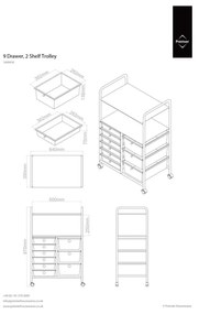 Etajeră pe roți din plastic alb-argintiu 64x97 cm – Premier Housewares