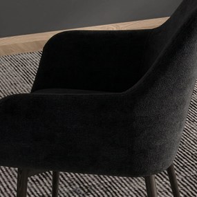 HOMCOM Set 2 Scaune Tapițate în Stil Nordic cu Brațe și Picioare din Oțel pentru Sufragerie, 54x57x80 cm, Negru | Aosom Romania