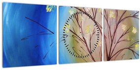 Tablou - Copac în fața soarelui (cu ceas) (90x30 cm)