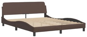 373220 vidaXL Cadru de pat cu tăblie, maro, 160x200 cm, piele ecologică
