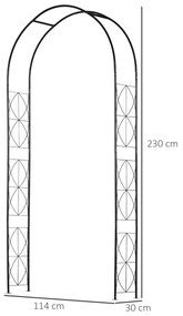 Outsunny Arc pentru Trandafiri și Plante Cățărătoare din Oțel, Arc de Grădină cu Suport pentru Plante, 114x30x230 cm, Negru | Aosom Romania