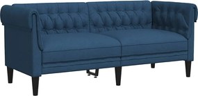 vidaXL Canapea Chesterfield cu 2 locuri, albastru, material textil