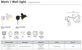 Aplica cu spot directionabil design nordic Matis negru