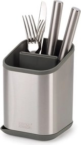 Scurgător de vase argintiu lucios pentru tacâmuri din oțel inoxidabil 11x11,5 cm Duo Steel – Joseph Joseph
