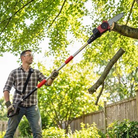 Outsunny Drujbă Telescopică pe Baterie, Drujbă Fără Fir 1,94m/2,56m cu Lubrifiere Automată, Viteză Lanț 6m/s, Pentru Tăierea Arborilor și Crengilor, Fără Baterie | Aosom Romania