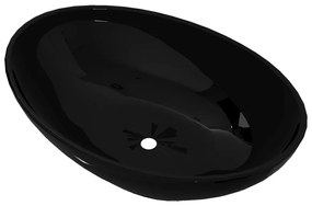 140675 vidaXL Chiuvetă ovală, negru, 40 x 33 cm, ceramică de lux