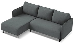 Colțar gri închis extensibil/cu spațiu de depozitare (cu colț pe partea stângă) Luana – Makamii