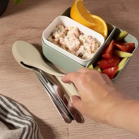 Set de 3 tacâmuri Kinghoff KH 1954, Cutie de depozitare din silicon, Oțel inoxidabil, Argint