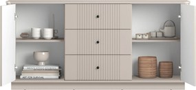 Comodă cu sertare pe soclu Vesper 160 cm - cashmir / mânere negre