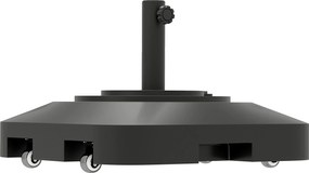 Outsunny Bază pentru Umbrelă cu Roți și 2 Frâne, Bază Reumplibilă din HDPE pentru Umbrelă cu Nisip 25 kg sau Apă 19 kg, pentru Stâlpi de Ø38/48 mm, 48x48x32,5 cm, Negru | Aosom Romania