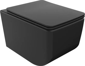 Mexen Vera vas de toaletă suspendată Rimless cu capac cu închidere lentă slim, duroplast, negru mat - 30164070