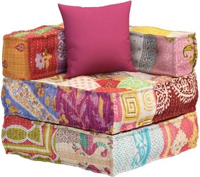 vidaXL Fotoliu puf modular cu pernă, model petice, material textil