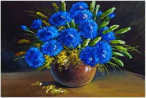 Tablou - Flori albastre în vază (90x60 cm)