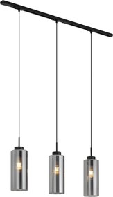 Sistem de șină modern negru cu 3 pendule din sticlă fumurie monofazat - Iconic Laura