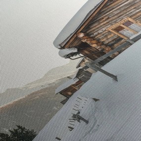 Tablou - cabana montană în zăpadă (150x105 cm)