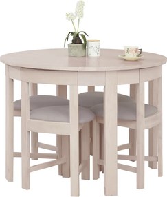 Set de sufragerie 1+4, lemn masiv, alb model lemn /gri-bej, DOMIO