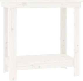 vidaXL Banc de lucru, alb, 80x50x80 cm, lemn masiv pin