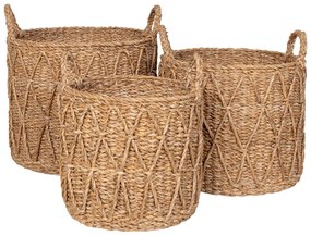 Coșuri de depozitare 3 buc. din iarbă-de-mare ø 32x30 cm Krabi – House Nordic