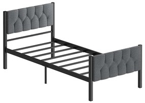 Pat metalic pentru o persoană KAROM, 90 x 200 cm, gri, capacitate de încărcare 120 kg