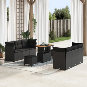 vidaXL Set de canapele pentru grădină 9 pcs Negru 90 x 55 x 71 cm