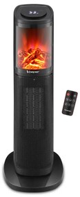 Incalzitor ceramic Beper P203TER011, 2000W, Afisaj LED, Efect foc 3D, Timer 8 ore, Negru