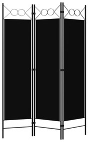 320702 vidaXL Paravan de cameră cu 3 panouri, negru, 120 x 180 cm