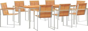 vidaXL Set de masă pentru grădină 9 pcs Maro Lemn Solid de Acacia