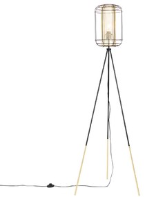 Lampă de podea de design trepied negru cu auriu - Gaze