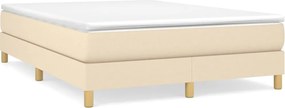 vidaXL Pat box spring cu saltea, crem, 140x200 cm, textil