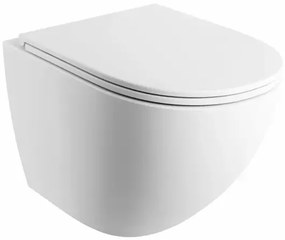 Vas WC suspendat rimless cu capac soft-close alb mat Omnires Ottawa Comfort